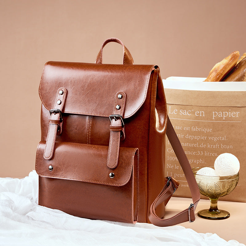 Vintage-Inspired Buckle Backpack