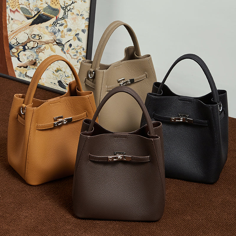 Refined Top Handle Satchel with Turn-Lock Detail