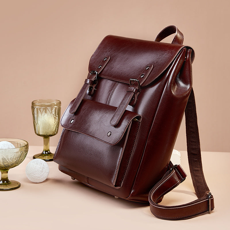 Vintage-Inspired Buckle Backpack