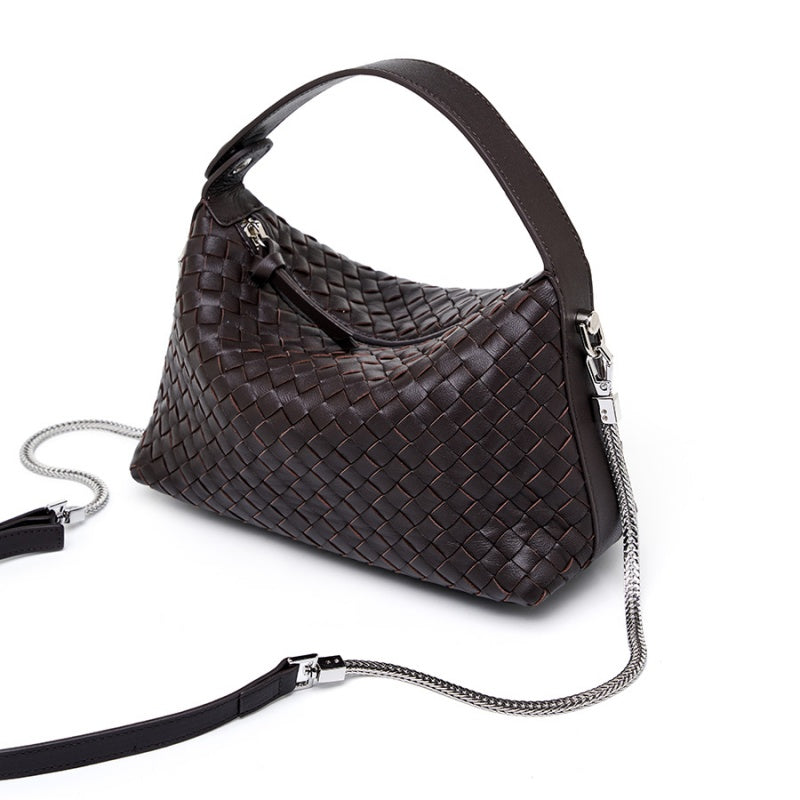 Genuine Leather Woven Handbag