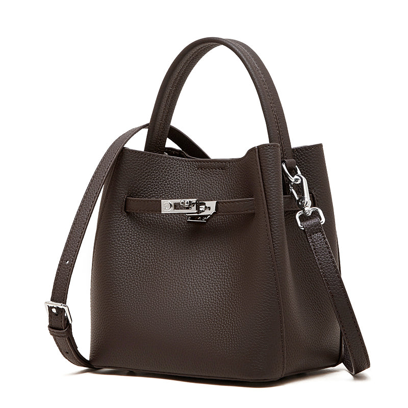 Refined Top Handle Satchel with Turn-Lock Detail