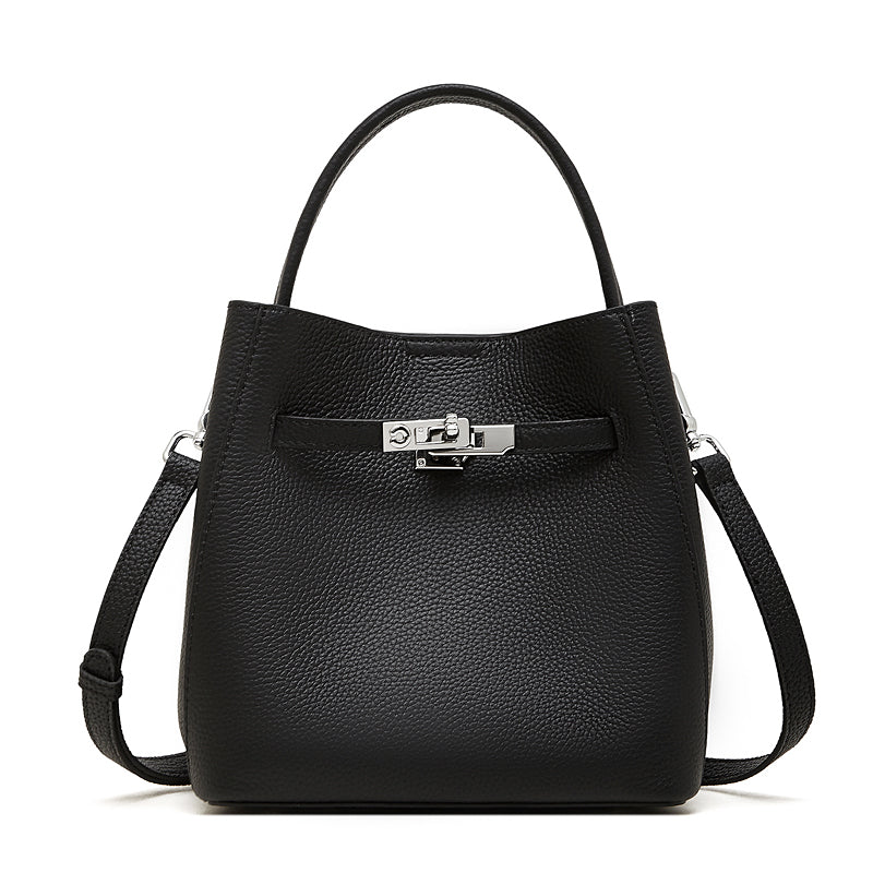 Refined Top Handle Satchel with Turn-Lock Detail