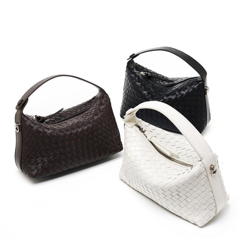 Genuine Leather Woven Handbag