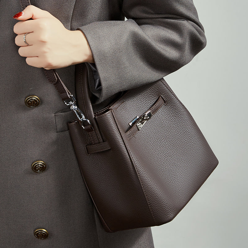 Refined Top Handle Satchel with Turn-Lock Detail