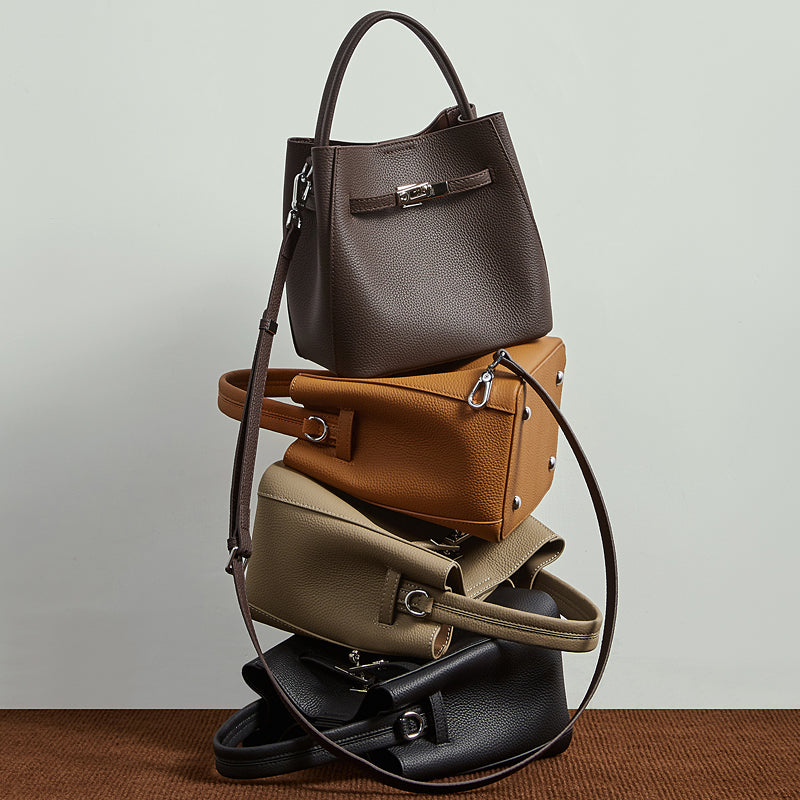Refined Top Handle Satchel with Turn-Lock Detail