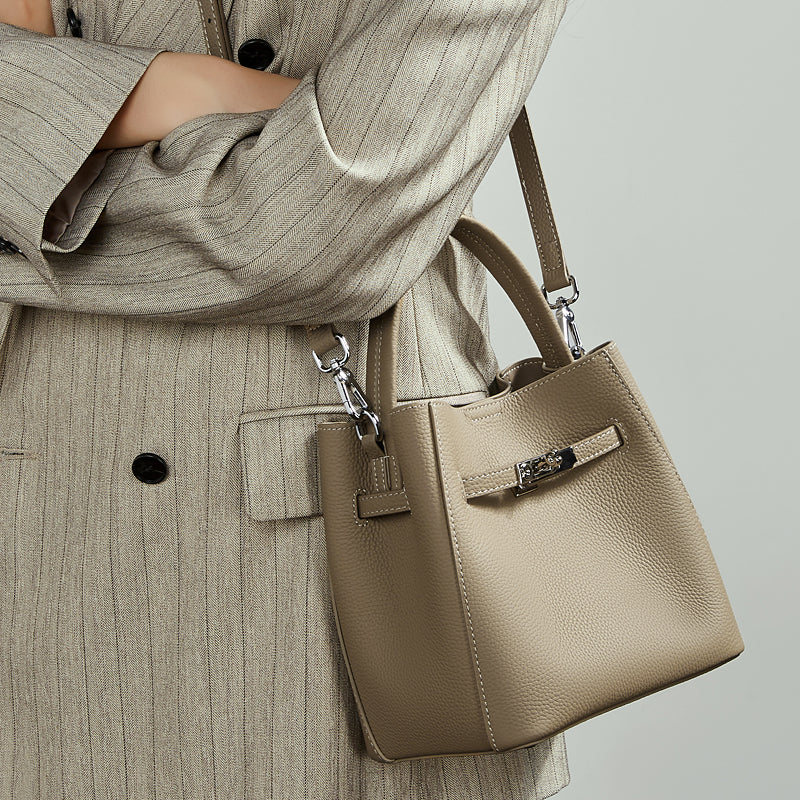 Refined Top Handle Satchel with Turn-Lock Detail