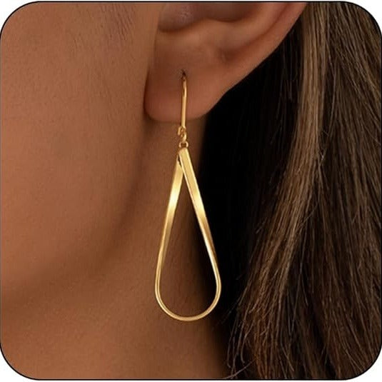 Gold Plated Dangle Earrings – Spiral and Teardrop Leverback Earrings