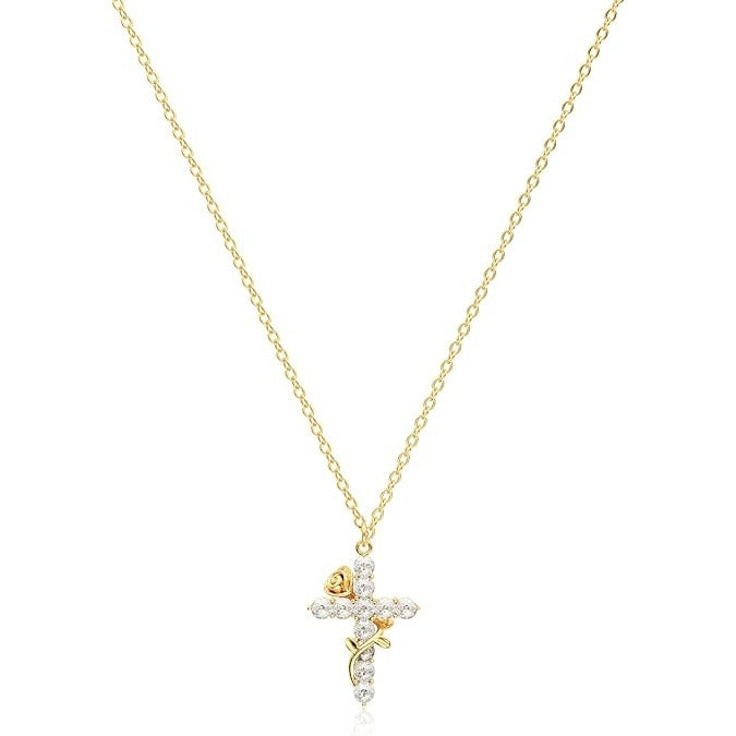 Gold Plated Cross Pendant Necklace for Women – Dainty Necklace