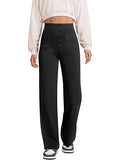 Women’s High-Waisted Straight Leg Pants with Button and Pockets