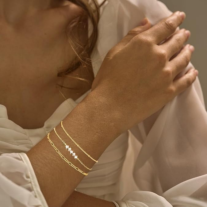 Dainty Silver-Plated Stackable Bracelet Set – Waterproof Design