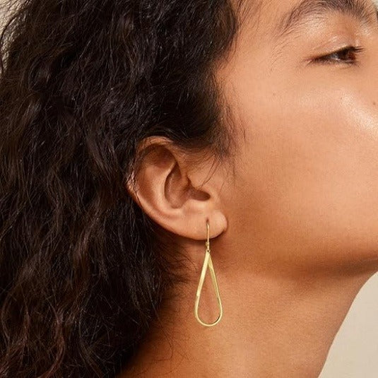 Gold Plated Dangle Earrings – Spiral and Teardrop Leverback Earrings