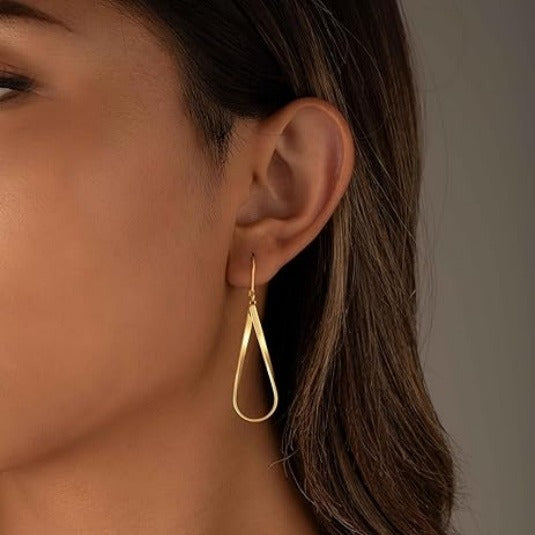 Gold Plated Dangle Earrings – Spiral and Teardrop Leverback Earrings