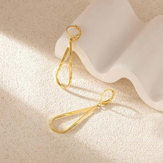 Gold Plated Dangle Earrings – Spiral and Teardrop Leverback Earrings
