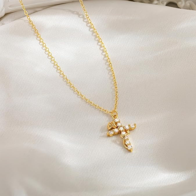 Gold Plated Cross Pendant Necklace for Women – Dainty Necklace