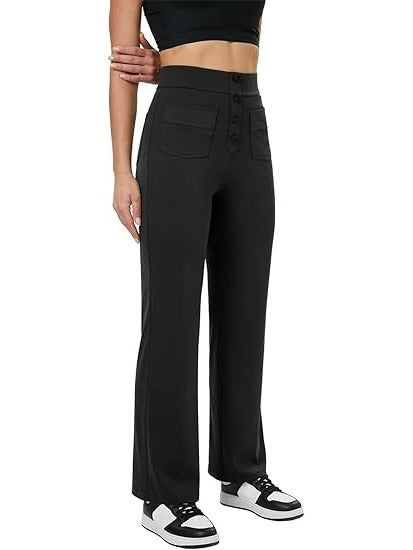Women’s High-Waisted Cargo Hiking Pants with Drawstring & 4 Pockets